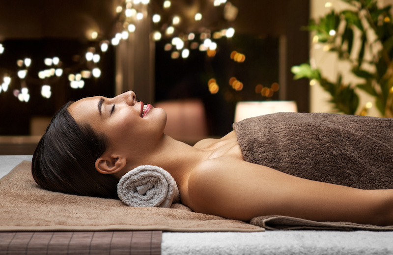 Woman at spa relaxing